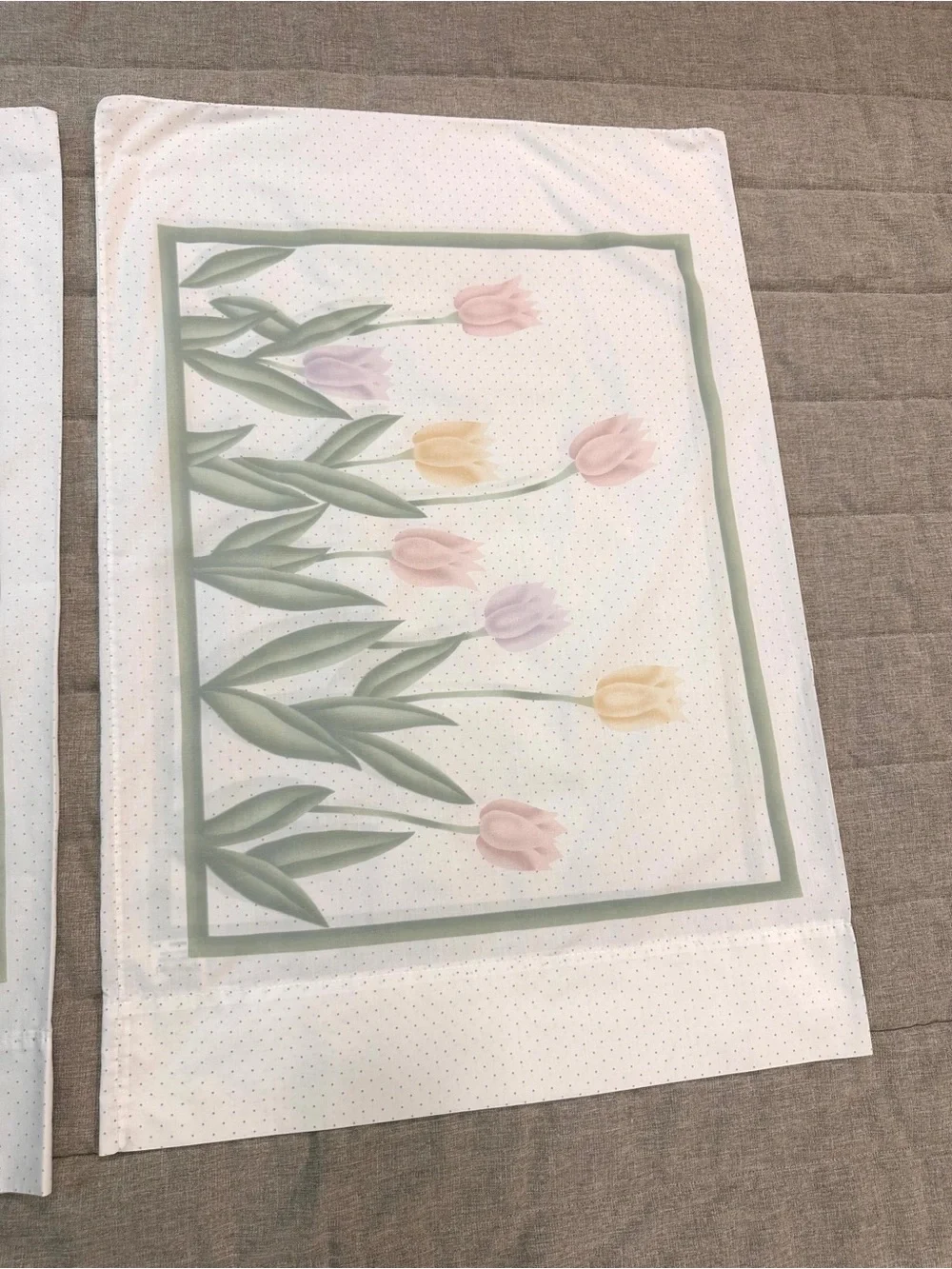 2xPillowcase Floral Tulip Garden Standard Cottagecore Soft Pastel Vintage